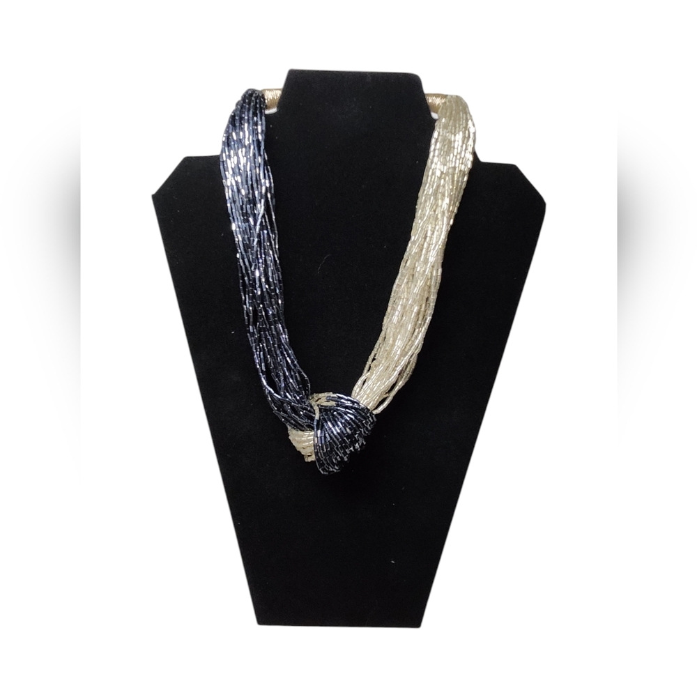 Multi-Strand Silver and Black Necklace. - Picture 3 of 6